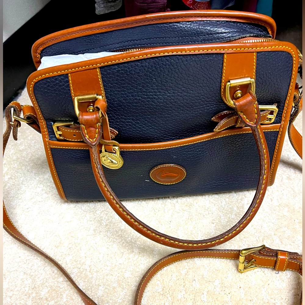Dooney & Bourke Navy and Tan Shoulder Bag